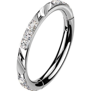 Titanium Ring Facet Cuts Triple Zirconia Clicker