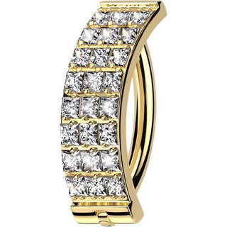 Titanium Ring 3 lines zirconia pave setting Clicker