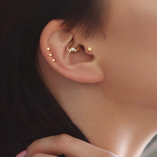Anello Piercing  Cuore con luna di zirconi Pieghevole