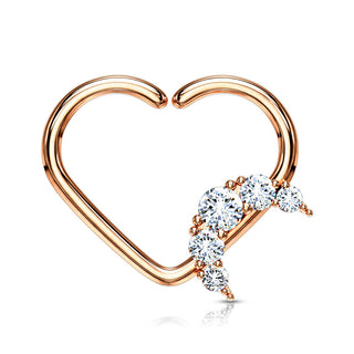 Anello Piercing  Cuore con luna di zirconi Pieghevole