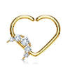 Anello Piercing  Cuore con luna di zirconi Pieghevole