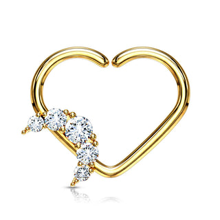 Anello Piercing  Cuore con luna di zirconi Pieghevole
