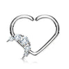 Anello Piercing  Cuore con luna di zirconi Pieghevole