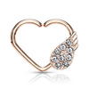 Anello Piercing  Cuore con ala d´angelo in zirconi Pieghevole