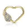 Anello Piercing  Cuore con ala d´angelo in zirconi Pieghevole