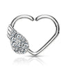 Anello Piercing  Cuore con ala d´angelo in zirconi Pieghevole