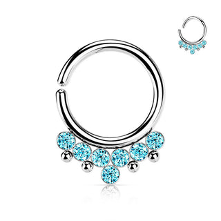 Anello Piercing 7 cilindri con zircone Pieghevole
