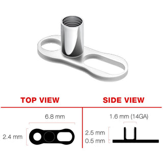 Titanium Dermal Anchor dermal anchor base 2 holes