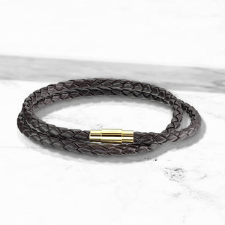 Double Row Brown Braided Gold Claps Magnet