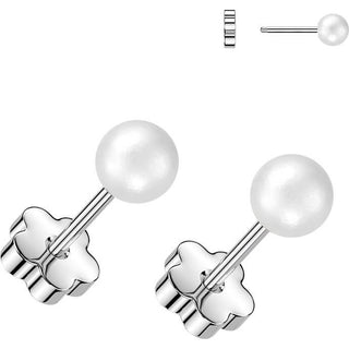Earring pearl with flower back 1 pair