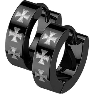 Earring Iron Cross Black