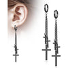 Earring 316L Hinged Hoop Earring 3 Cross Dangle 1 Pair Clicker