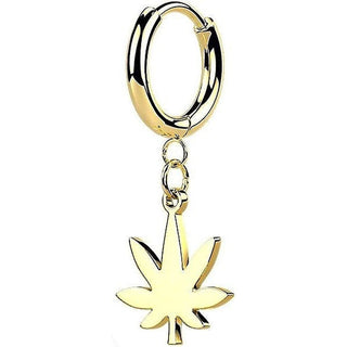 Earring 316L Hinged Hoop Earring Pot Leaf Dangle 1 Pair Clicker