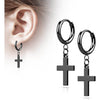 Earring 316L Hinged Hoop Earring Cross Dangle 1 Pair Clicker