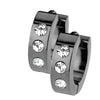 Earring 316L Black Hinged Hoop Earring 3 Clear Cubic Zirconia 1 Pair Clicker