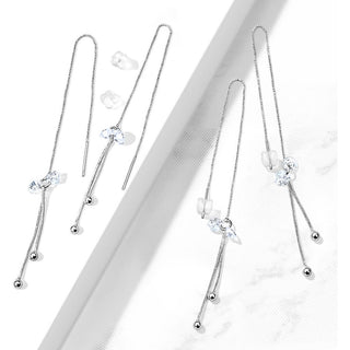 Argent 925 Bouton d'Oreille Pendentif Chaînes Argent