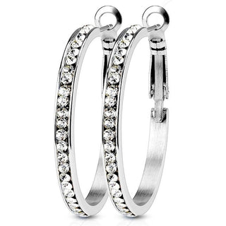 Hoop Earring 316L Hoop Earrings 30mm Eternity Crystal Set 1 Pair