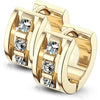 Earring 316L Hinge Action Hoop Earrings 3 CNC Set Clear Cubic Zirconia 1 Pair Clicker