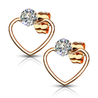 Bouton d'Oreille Coeur Zircone