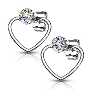 Bouton d'Oreille Coeur Zircone