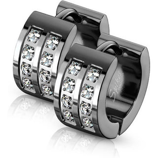 Earring Zirconia Double Line Clicker