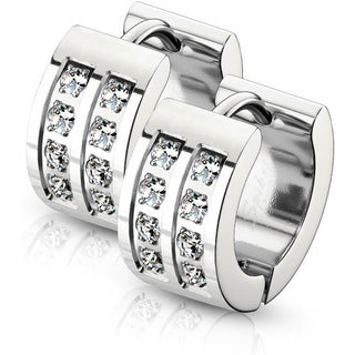 Earring Zirconia Double Line Clicker