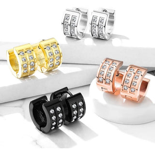 Earring Zirconia Double Line Clicker