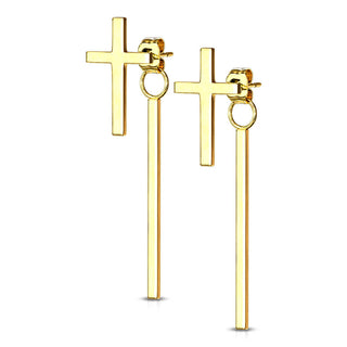 Bouton d'Oreille Croix Pendentif Barre