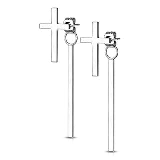 Bouton d'Oreille Croix Pendentif Barre