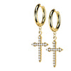 Bouton d'Oreille Pendentif Croix Zircone