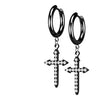 Bouton d'Oreille Pendentif Croix Zircone