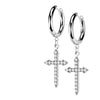 Bouton d'Oreille Pendentif Croix Zircone