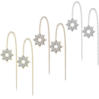 Bouton d'Oreille Pendentif Chaîne Flocon de Neige Zircone