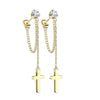 Bouton d'Oreille Pendentif Chaîne Croix