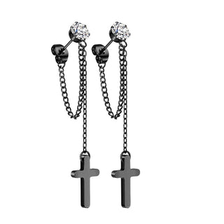 Bouton d'Oreille Pendentif Chaîne Croix
