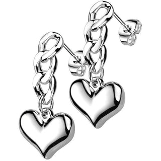 Stud Earring 316L Stud Earrings Heart Dangle 1 Pair