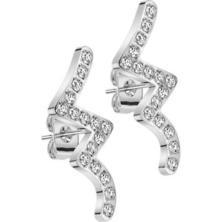 Stud Earring 316L Stud Earrings CNC Cubic Zirconia Wave 1 Pair
