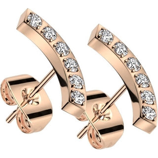 Stud Earring Curved Zirconia