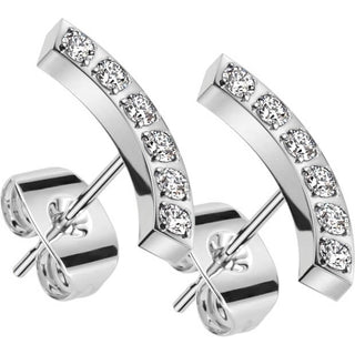 Stud Earring Curved Zirconia