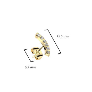 Stud Earring Curved Zirconia