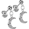 Stud Earring 316L Ball Stud Earrings Crescent Moon Dangle 1 Pair