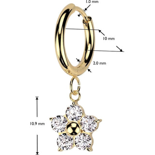 Earring flower zirconia dangle