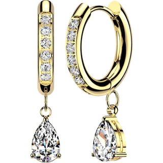 Earring cubic zirconia with teardrop dangle 1 pair