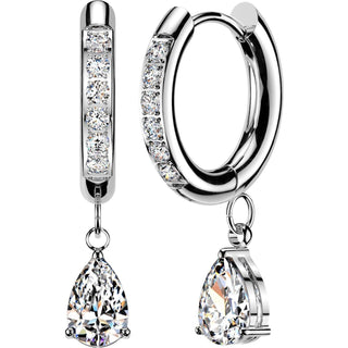Earring cubic zirconia with teardrop dangle 1 pair