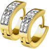 Earring 316L Lined Set Crystals Front Oval Shape Hoop Huggie Earrings 1 Pair Clicker