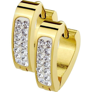 Earring 316L Clear Crystal Paved Triangle Shape Hoop Huggie Earrings 1 Pair Clicker