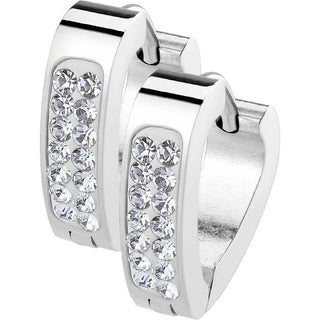 Earring 316L Clear Crystal Paved Triangle Shape Hoop Huggie Earrings 1 Pair Clicker