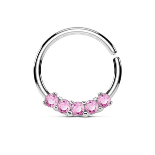 Anello Piercing 5 zirconi Pieghevole