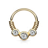 Anello Piercing Motivo a spirale con 3 zirconi Pieghevole