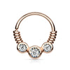 Anello Piercing Motivo a spirale con 3 zirconi Pieghevole